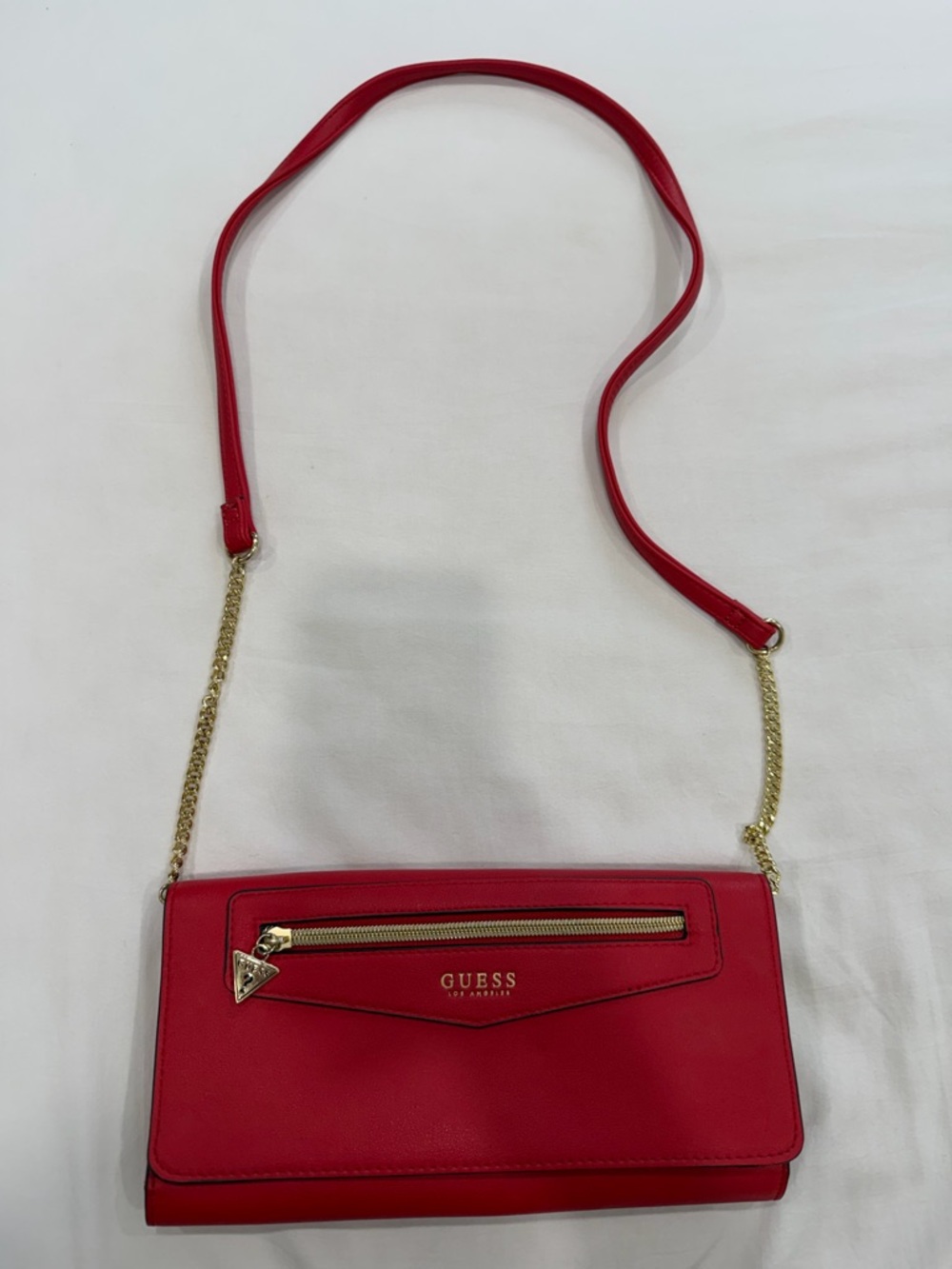 GUESS Red Crossbody with Gold Chain Strap